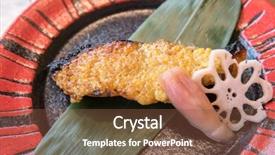  Presentation with foie - Slides featuring preperous - grilled salmon with miso foie background and a  colored foreground