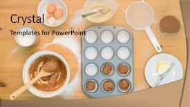  Presentation with cup cake - Amazing PPT theme having preperous - overhead flat lay arrangement backdrop and a coral colored foreground