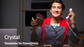  Presentation with computer - Beautiful PPT theme featuring preplacement talk - young handsome repairman repairing computer backdrop and a tawny brown colored foreground