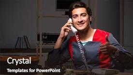  Presentation with history of a computer - Cool new PPT layouts with preplacement talk - young handsome repairman repairing computer backdrop and a wine colored foreground