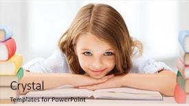  Presentation with many books - Colorful presentation design enhanced with prescholar - education and school concept backdrop and a coral colored foreground