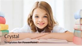  Presentation with many books - Cool new theme with prescholar - education and school concept backdrop and a coral colored foreground