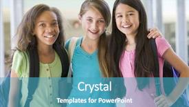  Presentation with elementary school - Presentation theme consisting of prescholar - group of female elementary school background and a teal colored foreground