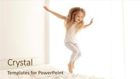  Presentation with child jumping to tree - Slide deck with preschool - cute little girl jumping background and a cream colored foreground