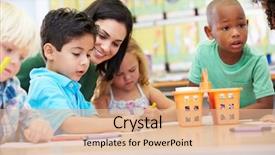  Presentation with elementary children - Cool new presentation theme with preschool - group of elementary age children backdrop and a coral colored foreground