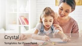  Presentation with preschool family - Audience pleasing slide set consisting of preschool - happy family mother and daughter backdrop and a soft green colored foreground