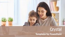  Presentation with preschool family - Audience pleasing theme consisting of preschool - happy family mother and daughter backdrop and a coral colored foreground