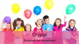  Presentation with happy kids - Theme with preschool - happy kids with balls background and a coral colored foreground