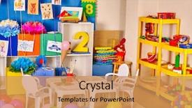  Presentation with interior - Colorful presentation theme enhanced with preschool - interior of kids game room backdrop and a coral colored foreground