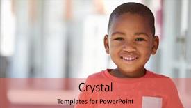  Presentation with pupil - PPT theme consisting of preschool - portrait of male pupil outside background and a coral colored foreground