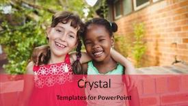  Presentation with friendly - Beautiful theme featuring preschool - two friendly girl posing backdrop and a red colored foreground