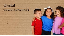  Presentation with children education - Colorful PPT layouts enhanced with preschool - young children at school getting backdrop and a coral colored foreground