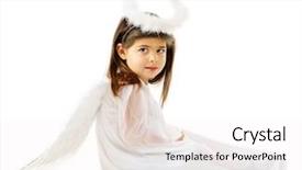  Presentation with angel wings - Audience pleasing slides consisting of preschool-aged angel with halo backdrop and a white colored foreground