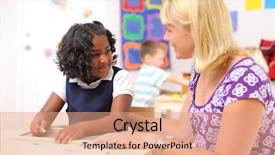  Presentation with teacher and student - Presentation theme consisting of preschool art - teacher and student background and a coral colored foreground