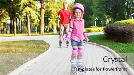  Presentation with preschool - Slides enhanced with preschool beginner in roller skates background and a light gray colored foreground