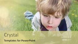  Presentation with looking glass - Slide set enhanced with preschool-boy-looking-through background and a soft green colored foreground