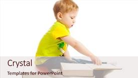  Presentation with turning page - PPT layouts featuring preschool boy turning book page background and a  colored foreground