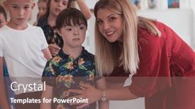  Presentation with wait - Theme enhanced with preschool-children-wait-in-line background and a violet colored foreground