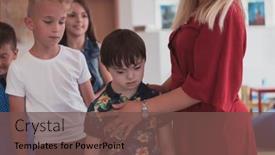  Presentation with wait - PPT theme consisting of preschool-children-wait-in-line background and a tawny brown colored foreground