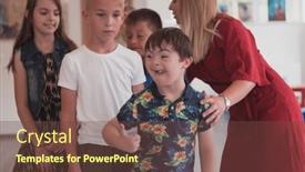  Presentation with wait - Presentation featuring preschool-children-wait-in-line background and a tawny brown colored foreground