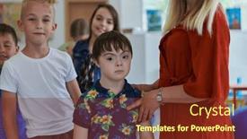  Presentation with wait - Presentation enhanced with preschool-children-wait-in-line background and a tawny brown colored foreground