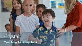  Presentation with wait - Presentation with preschool-children-wait-in-line background and a ocean colored foreground