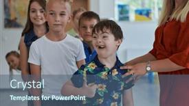  Presentation with wait - Slide deck enhanced with preschool-children-wait-in-line background and a ocean colored foreground