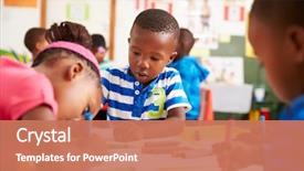  Presentation with african american in computer class business - PPT theme with preschool class in south african background and a coral colored foreground