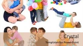  Presentation with families - Amazing slides having preschool collage - set photos of happy families backdrop and a coral colored foreground