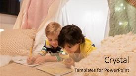  Presentation with kids travel - Slide set consisting of preschool countries - childhood travel and hygge concept background and a  colored foreground