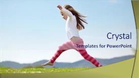  Presentation with preschool - Colorful slide deck enhanced with preschool countries - kid girl jumping backdrop and a sky blue colored foreground