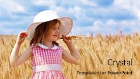  Presentation with summer wheat field blue - Beautiful slides featuring preschool girl in a ripe backdrop and a yellow colored foreground