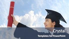  Presentation with diploma - Slide deck enhanced with graduation kids - diploma graduating little arabic student background and a ocean colored foreground