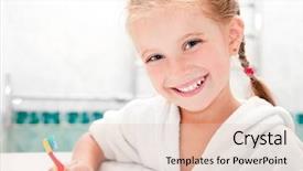  Presentation with preschool hand wash - Theme having preschool hand wash - little girl brushing teeth background and a  colored foreground