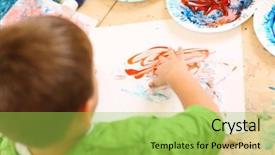  Presentation with preschool - Presentation design featuring preschool kid painting with hands background and a  colored foreground