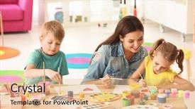  Presentation with about name of pictures - Slide deck featuring preschool kids - happy family painting pictures background and a lemonade colored foreground