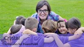  Presentation with fun classroom - Cool new slide set with preschool kids group have fun backdrop and a light blue colored foreground