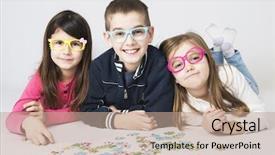  Presentation with preschool blocks kids play - Amazing slides having preschool kids playing with puzzle backdrop and a  colored foreground