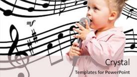  Presentation with music notes - Theme having preschool music - little girl with microphone background and a lemonade colored foreground