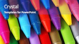  Presentation with rainbow crayons - Slides consisting of preschool rainbow - colorful pastel crayons closeup background and a ocean colored foreground