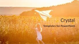  Presentation with white dove flying - PPT layouts with preschool rainbow - little cute girl background and a yellow colored foreground