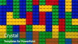  Presentation with building blocks - PPT theme featuring preschool rainbow - plastic building blocks multicolor background background and a forest green colored foreground