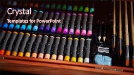  Presentation with crayons - Audience pleasing slide set consisting of preschool rainbow - rows of professional colorful crayons backdrop and a wine colored foreground