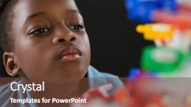  Presentation with black - Audience pleasing theme consisting of preschool science - attentive schoolgirl experimenting molecule model backdrop and a tawny brown colored foreground