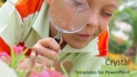  Presentation with preschool - Cool new theme with preschool science - child examining with a magnifying backdrop and a mint green colored foreground