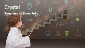  Presentation with cute science - PPT layouts enhanced with preschool science - cute pupil in lab coat background and a gray colored foreground