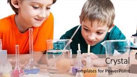  Presentation with biochemistry - Colorful slides enhanced with preschool science - two little boys doing biochemistry backdrop and a coral colored foreground