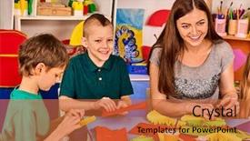  Presentation with kids development - Amazing slide set having social lerning happy children backdrop and a red colored foreground