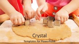  Presentation with cookies christmas - Slides consisting of preschool shape - little girls cutting christmas gingerbread background and a yellow colored foreground