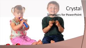 Presentation with recorder - Slide set with preschool siblings playing a recorder background and a white colored foreground